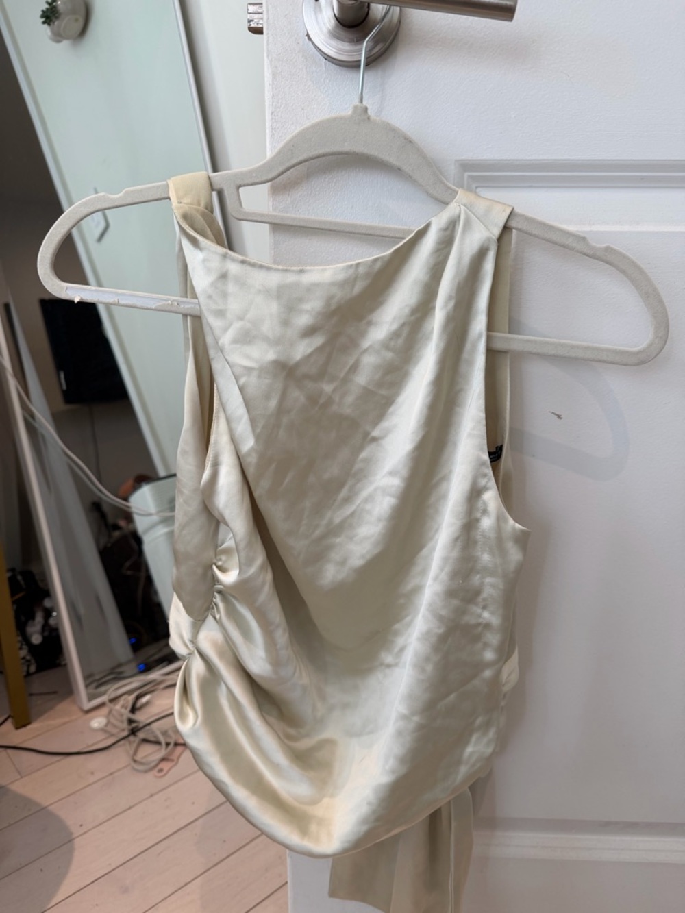 Zara Open Back Tie Satin Top